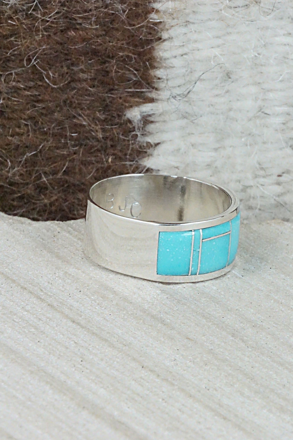 Turquoise & Sterling Silver Ring - Bernard Cachini - Size 12.25