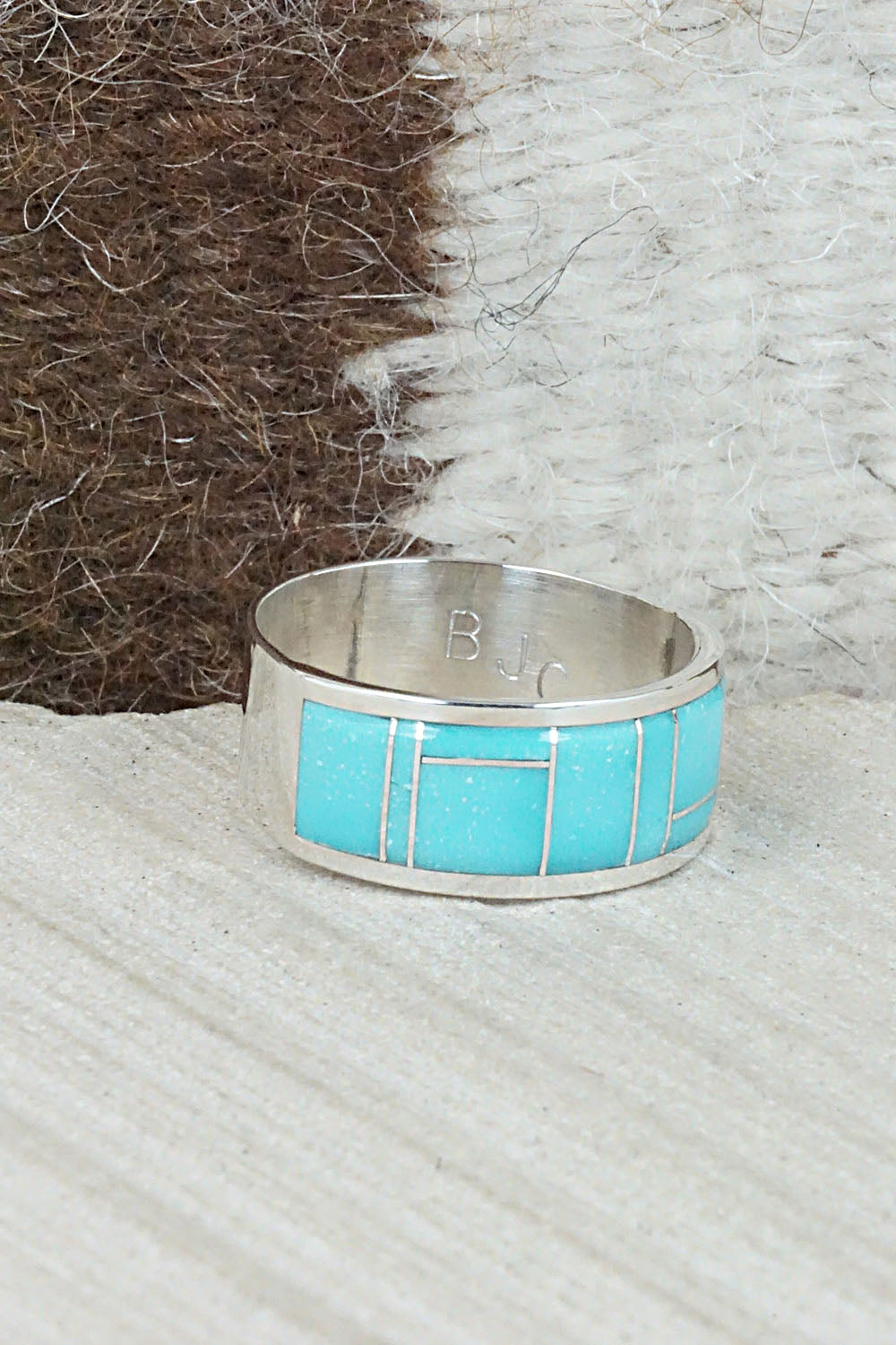Turquoise & Sterling Silver Ring - Bernard Cachini - Size 12.25