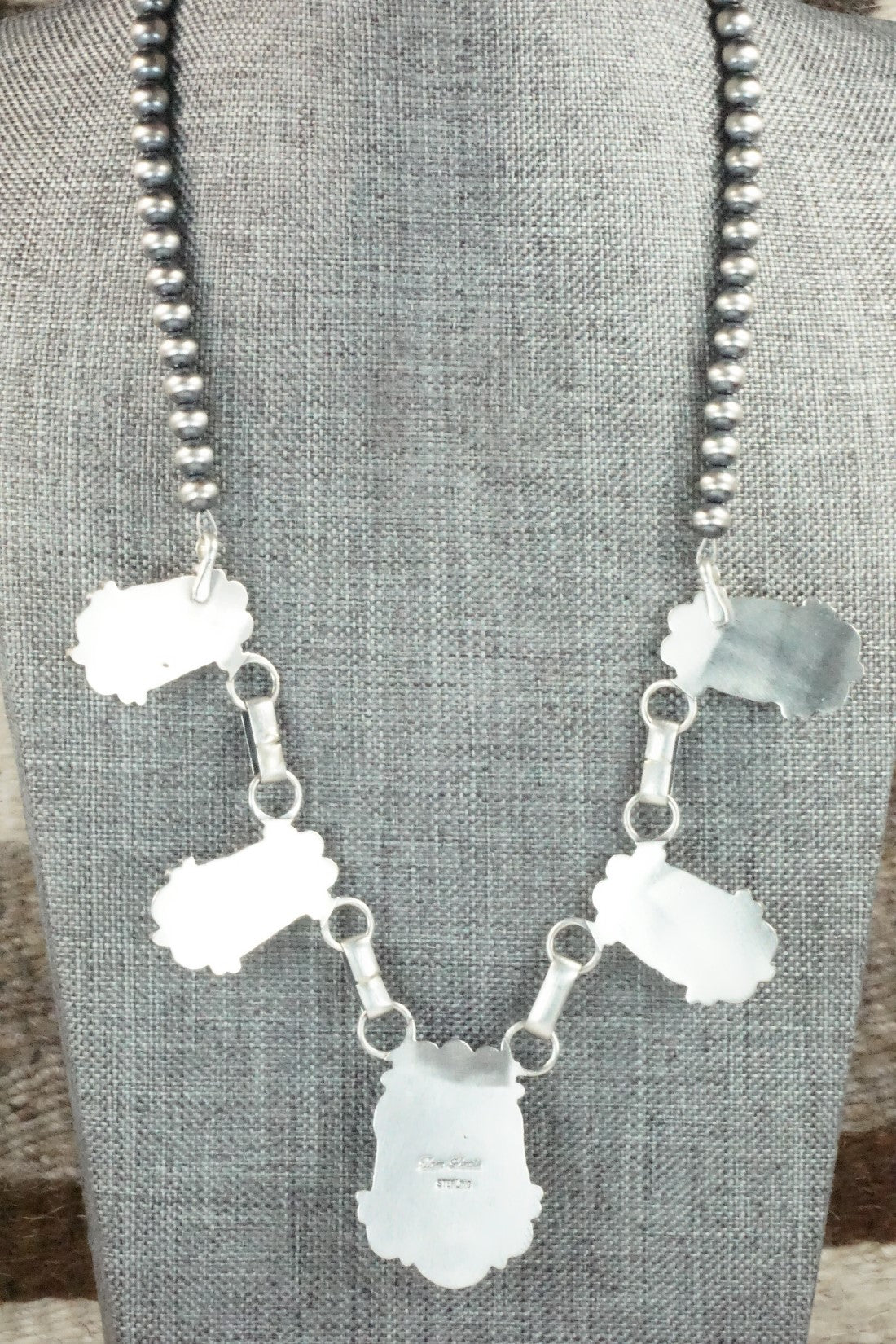 Turquoise, Coral & Sterling Silver Necklace and Earrings Set - Tom Lewis