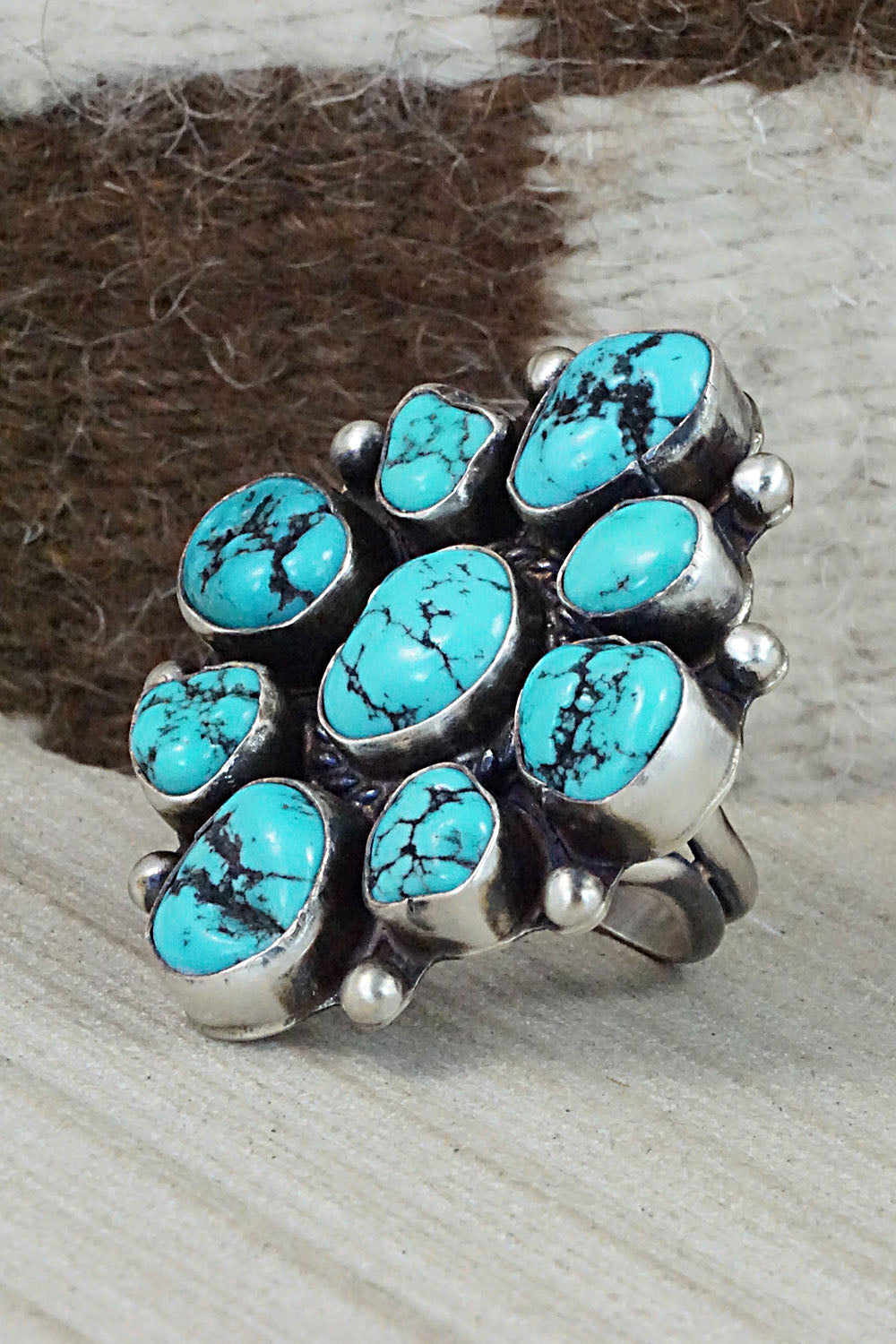 Turquoise & Sterling Silver Ring - Wilson Dawes - Size 9.5