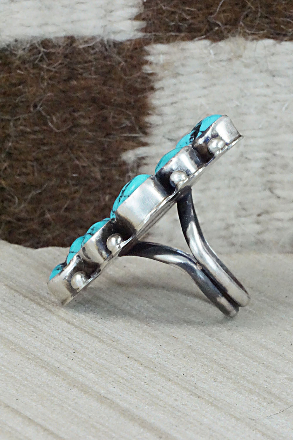 Turquoise & Sterling Silver Ring - Wilson Dawes - Size 9.5