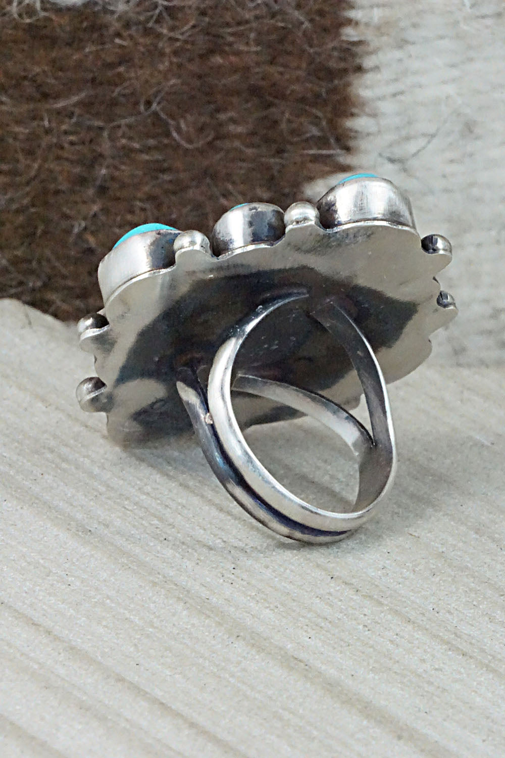 Turquoise & Sterling Silver Ring - Wilson Dawes - Size 9.5