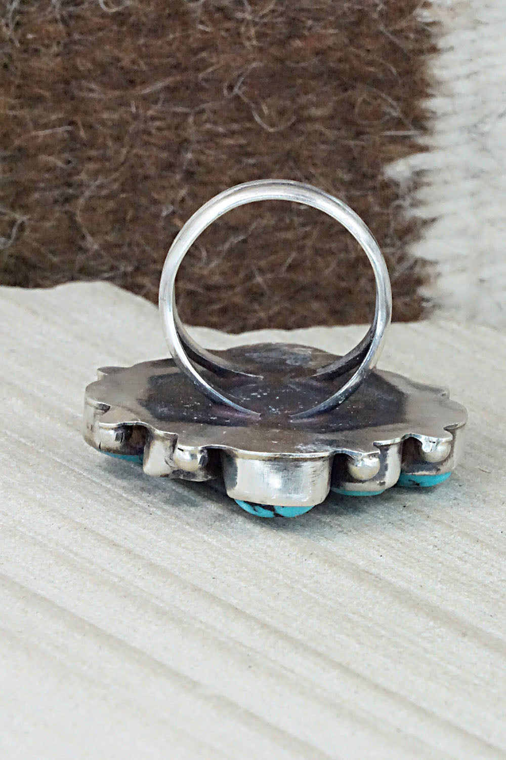 Turquoise & Sterling Silver Ring - Wilson Dawes - Size 9.5