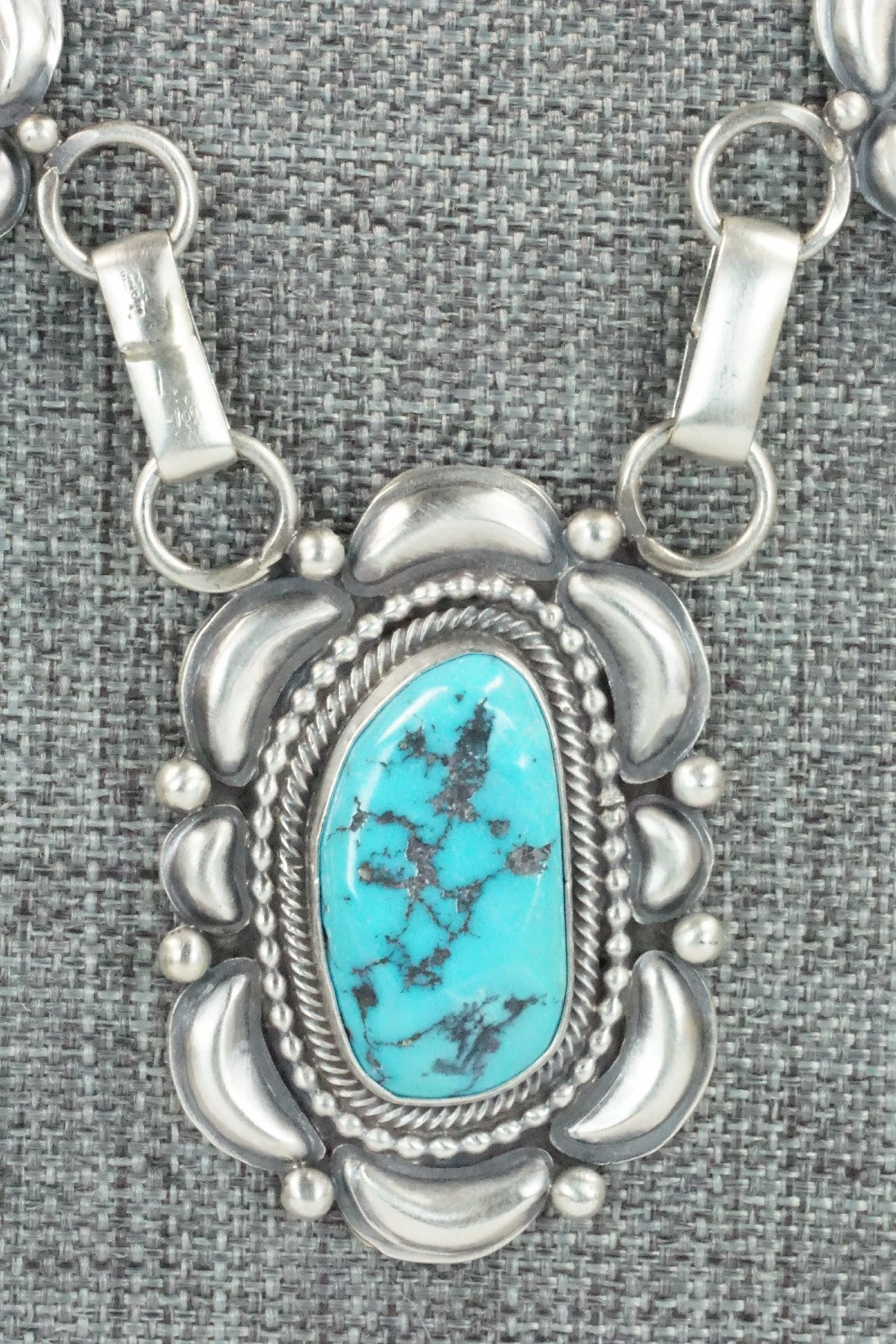 Turquoise, Coral & Sterling Silver Necklace and Earrings Set - Tom Lewis