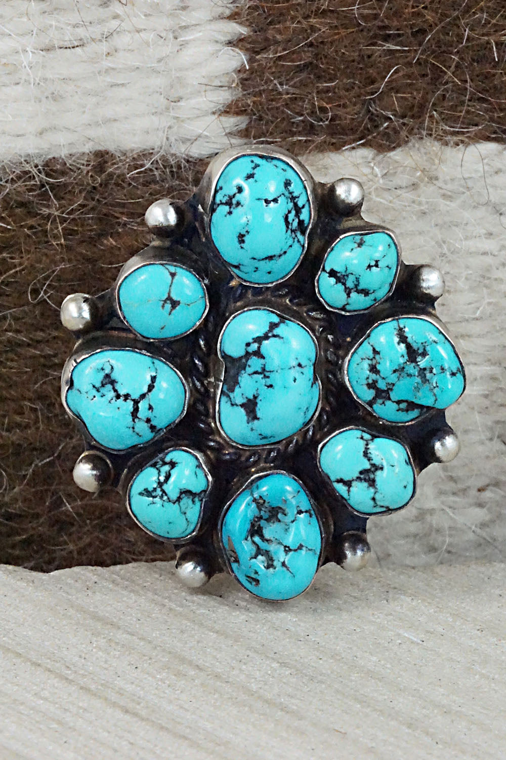Turquoise & Sterling Silver Ring - Wilson Dawes - Size 10