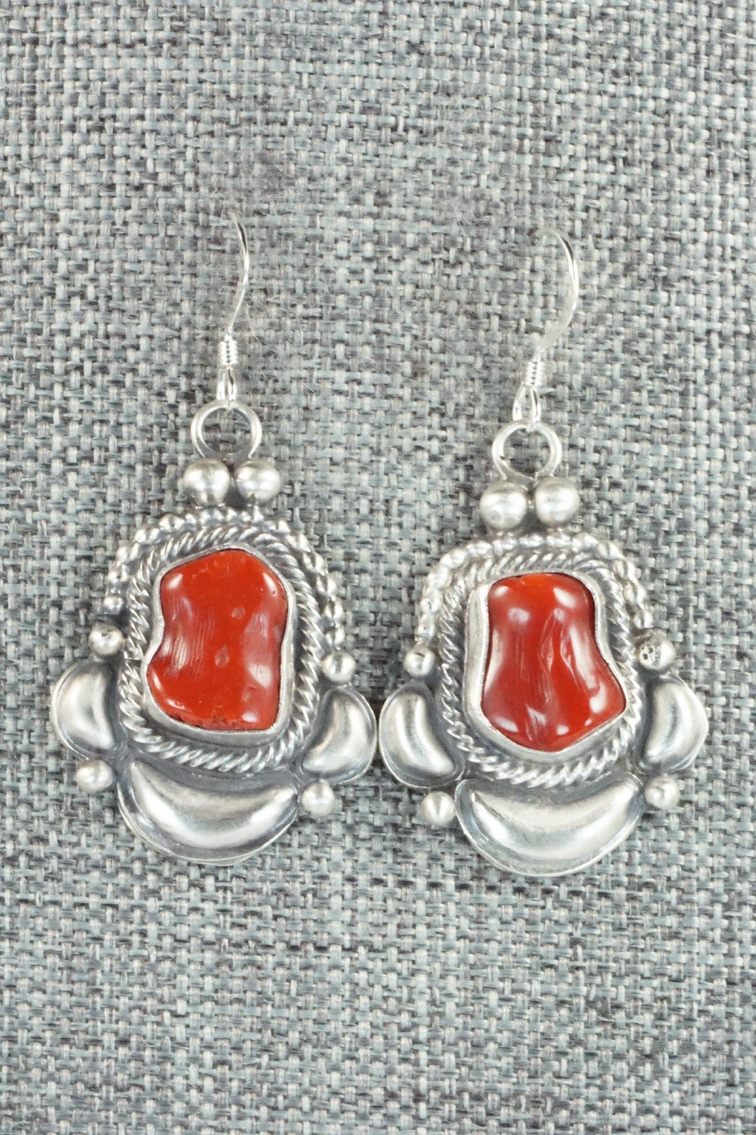 Turquoise, Coral & Sterling Silver Necklace and Earrings Set - Tom Lewis