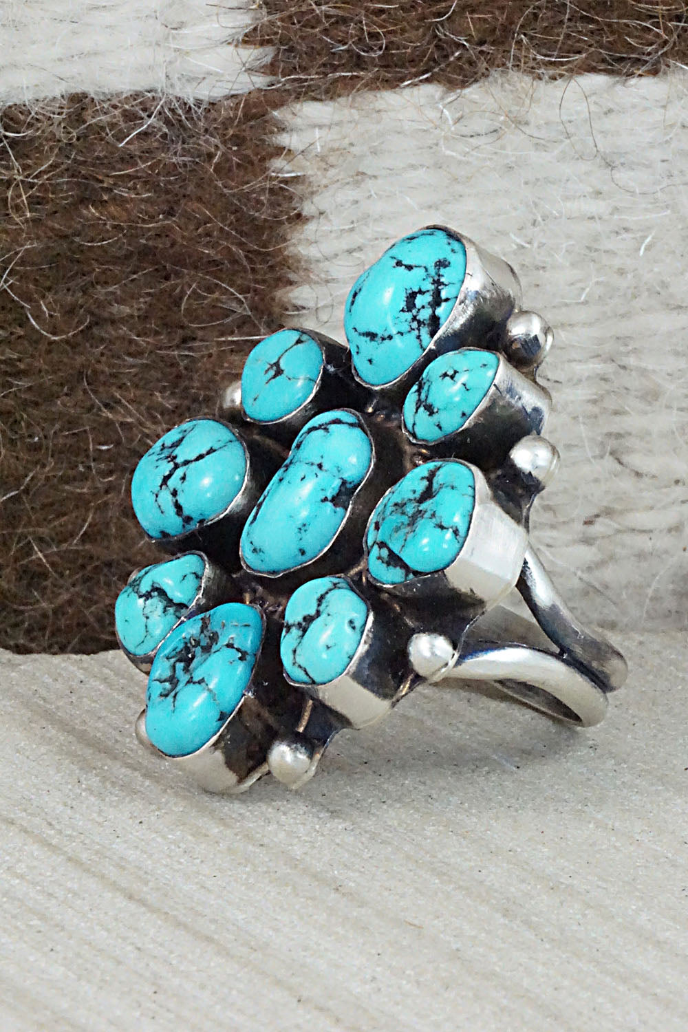 Turquoise & Sterling Silver Ring - Wilson Dawes - Size 10