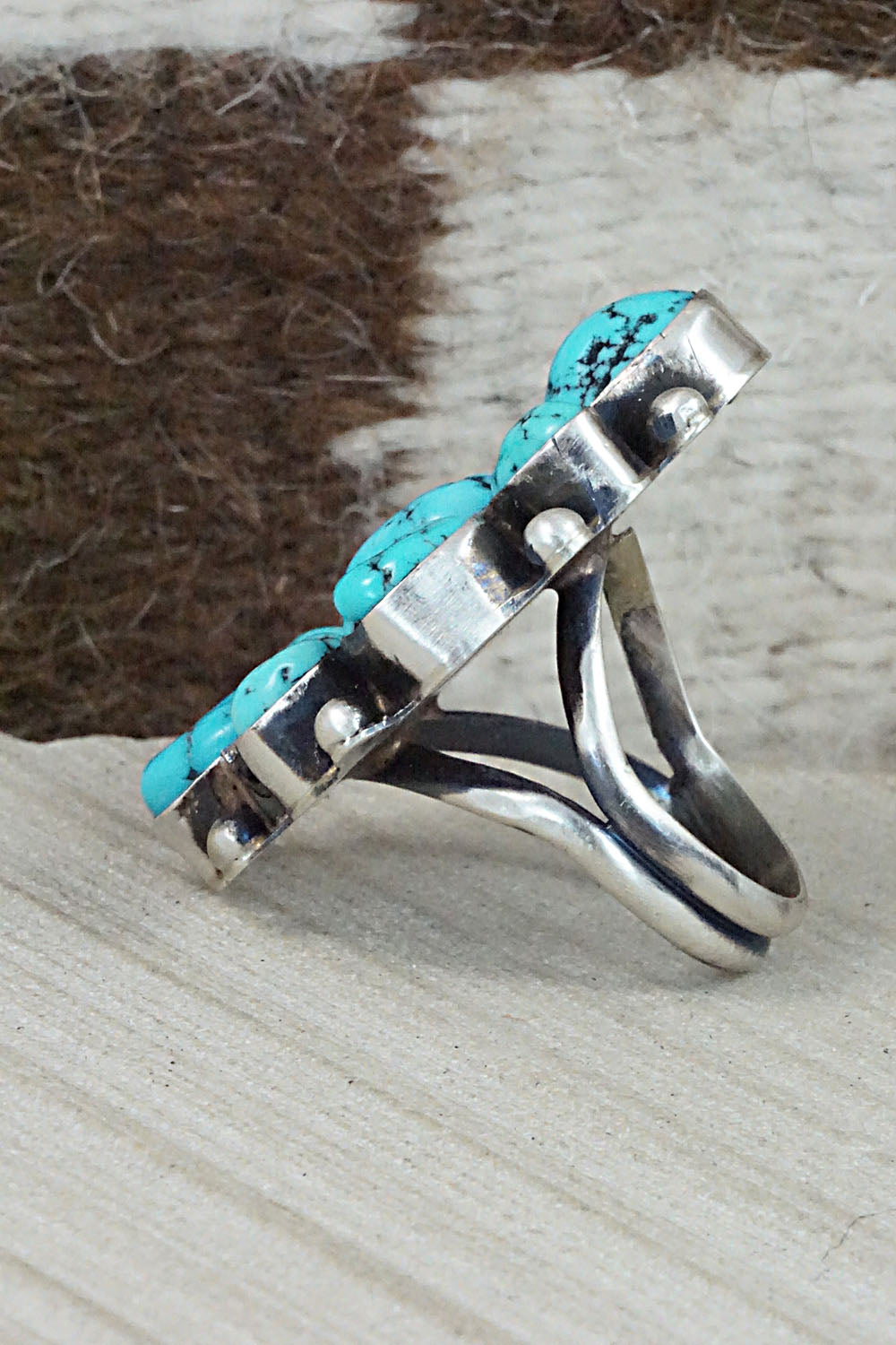Turquoise & Sterling Silver Ring - Wilson Dawes - Size 10