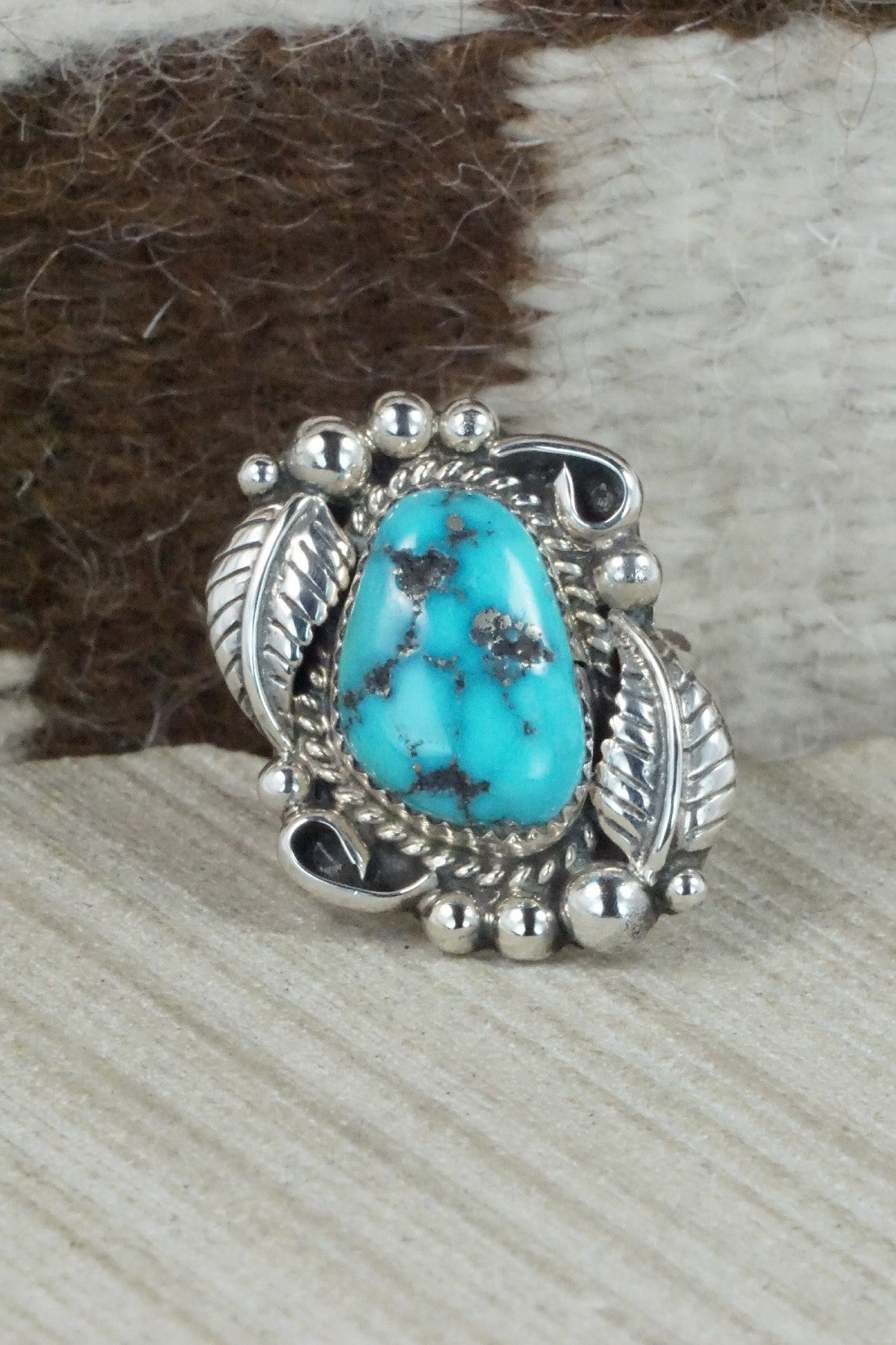 Turquoise & Sterling Silver Ring - Donavan Nez - Size 10.5