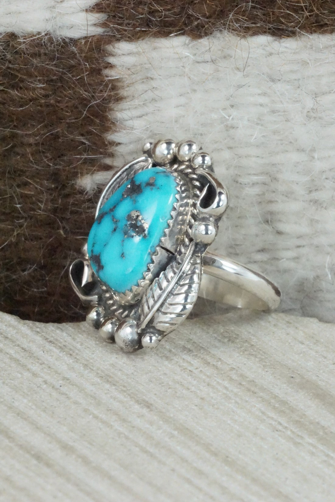 Turquoise & Sterling Silver Ring - Donavan Nez - Size 10.5