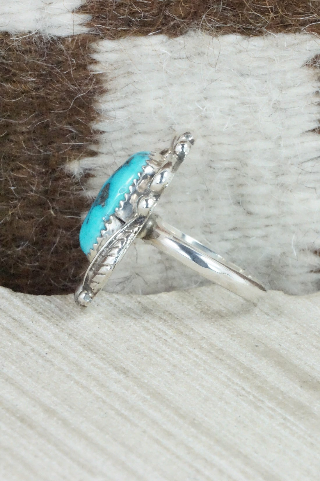 Turquoise & Sterling Silver Ring - Donavan Nez - Size 10.5