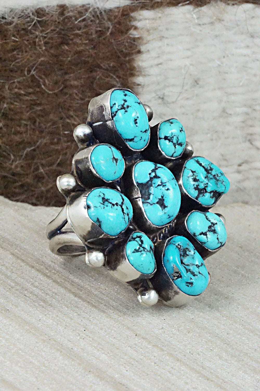 Turquoise & Sterling Silver Ring - Wilson Dawes - Size 10