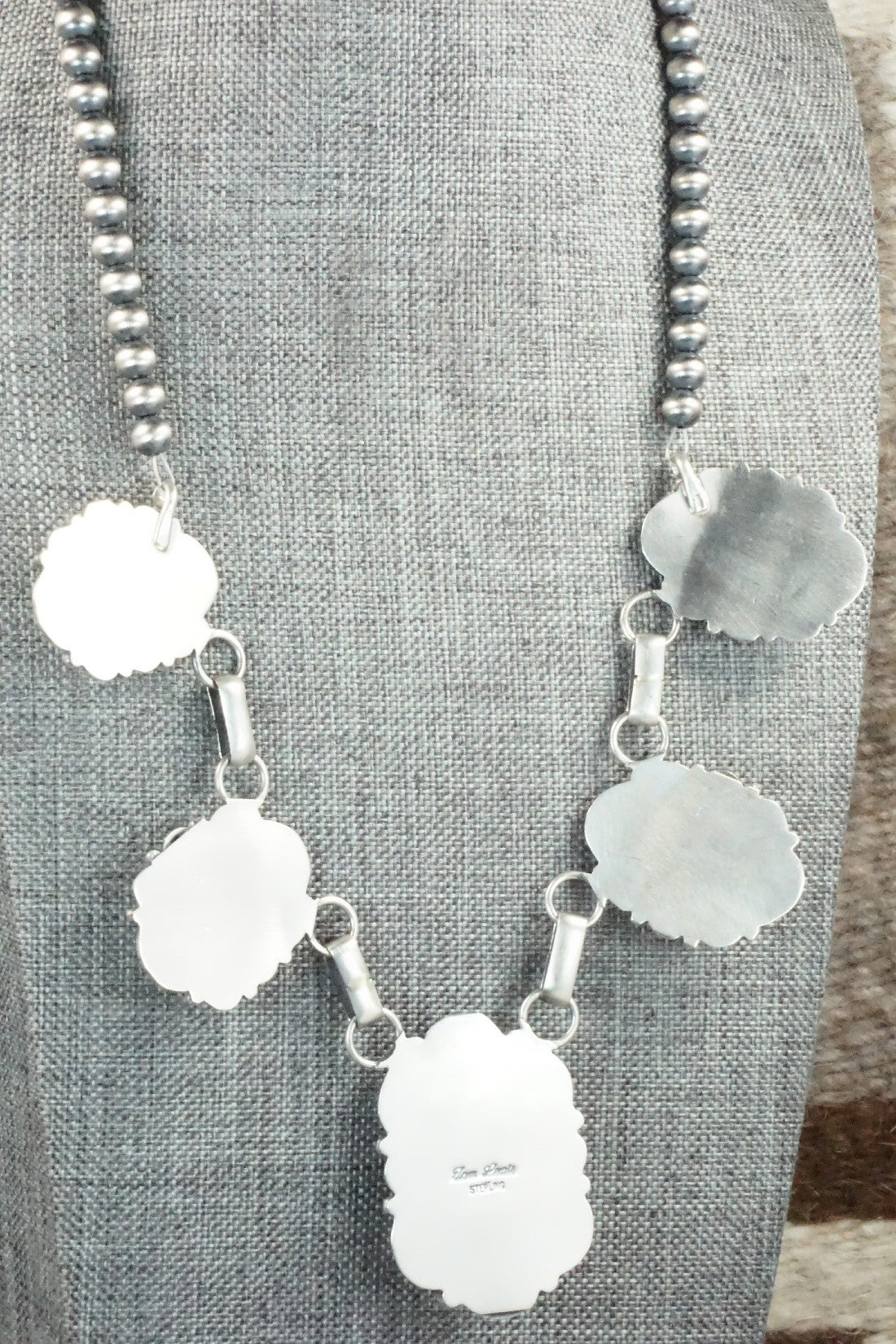 Turquoise, Coral & Sterling Silver Necklace and Earrings Set - Tom Lewis