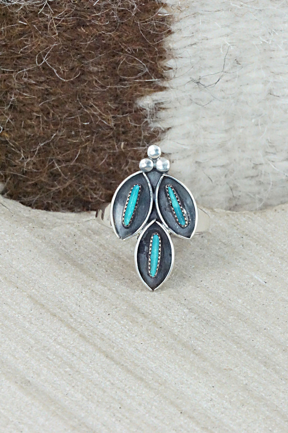 Turquoise & Sterling Silver Ring - Fernando Othole - Size 5.5