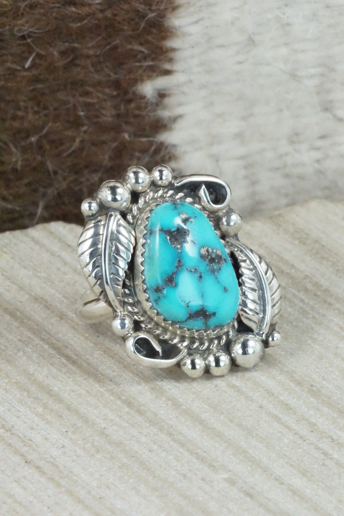 Turquoise & Sterling Silver Ring - Donavan Nez - Size 10.5