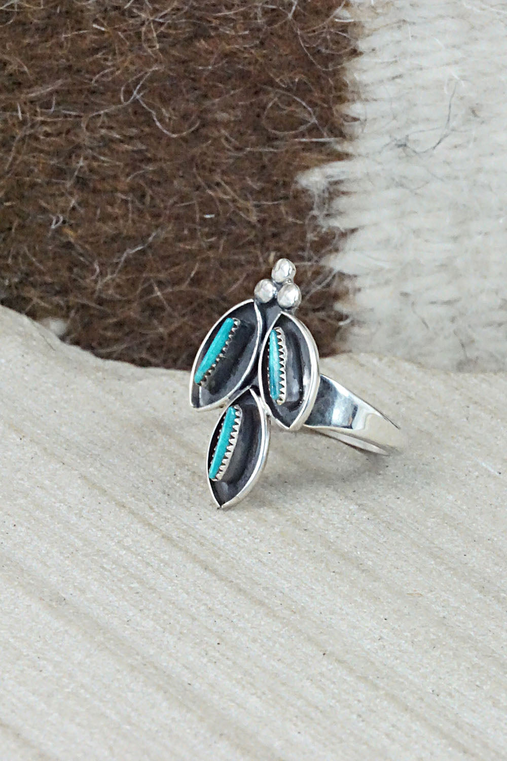 Turquoise & Sterling Silver Ring - Fernando Othole - Size 5.5