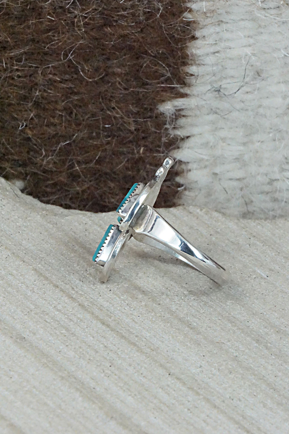 Turquoise & Sterling Silver Ring - Fernando Othole - Size 5.5