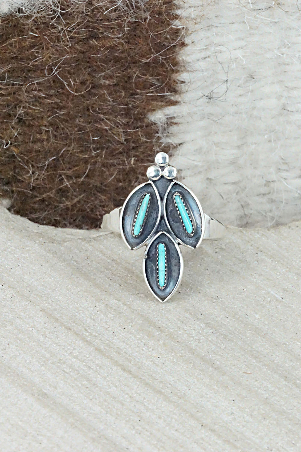 Turquoise & Sterling Silver Ring - Fernando Othole - Size 7.25