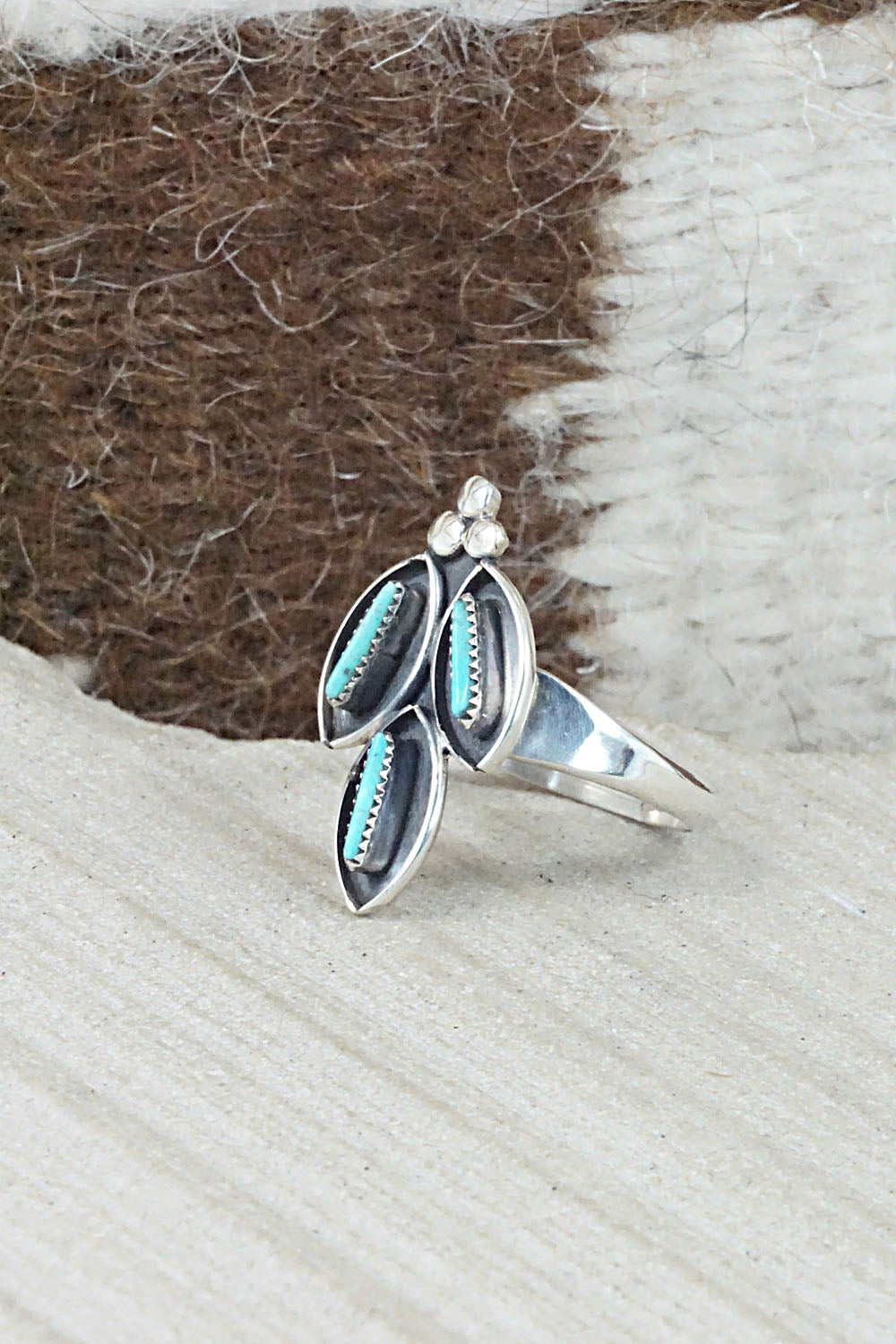Turquoise & Sterling Silver Ring - Fernando Othole - Size 7.25