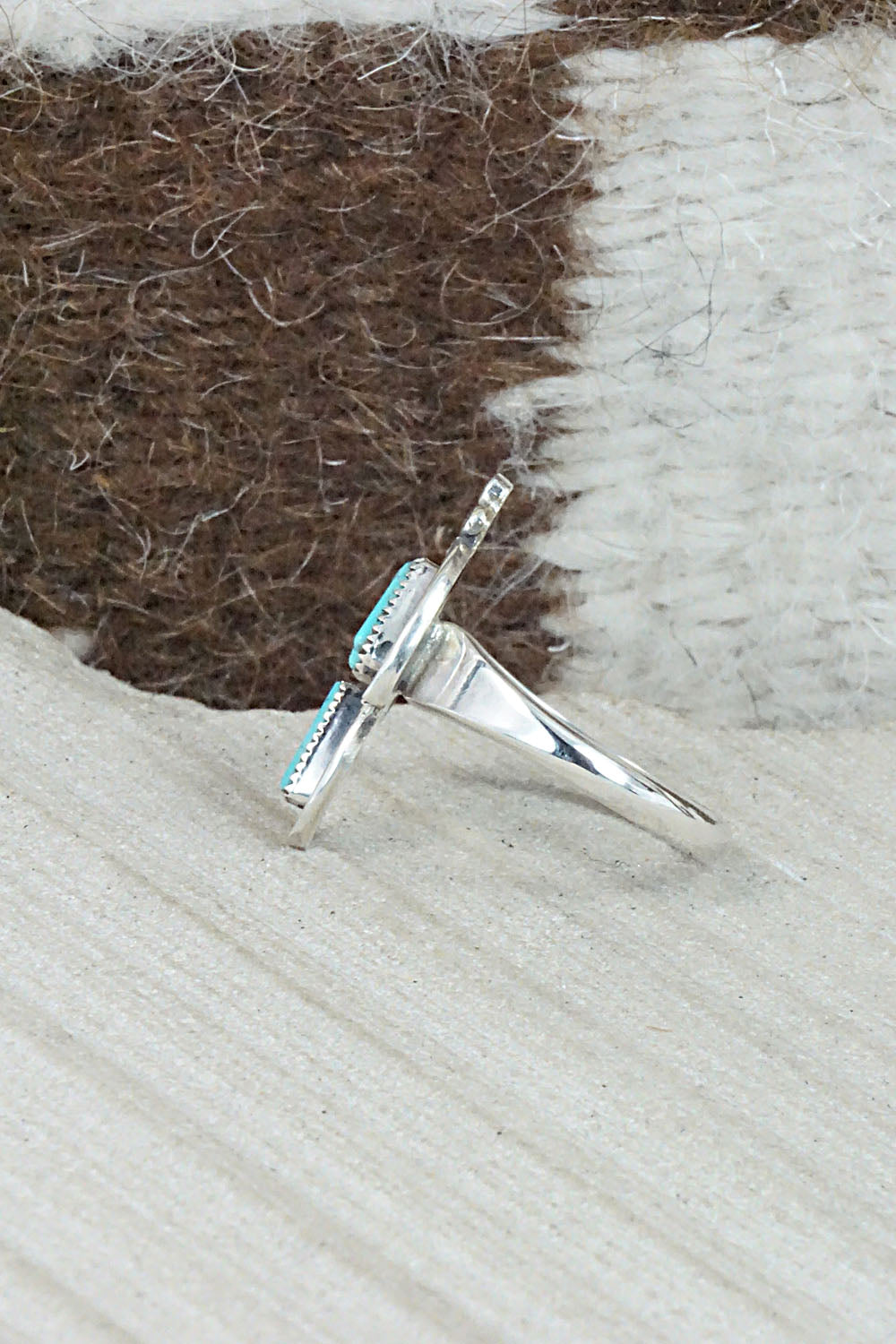 Turquoise & Sterling Silver Ring - Fernando Othole - Size 7.25