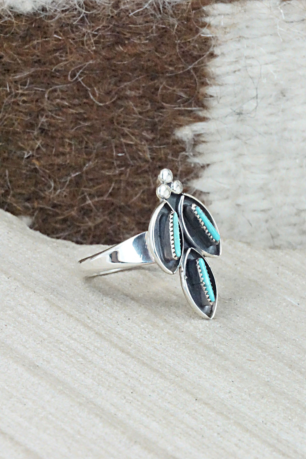 Turquoise & Sterling Silver Ring - Fernando Othole - Size 7.25