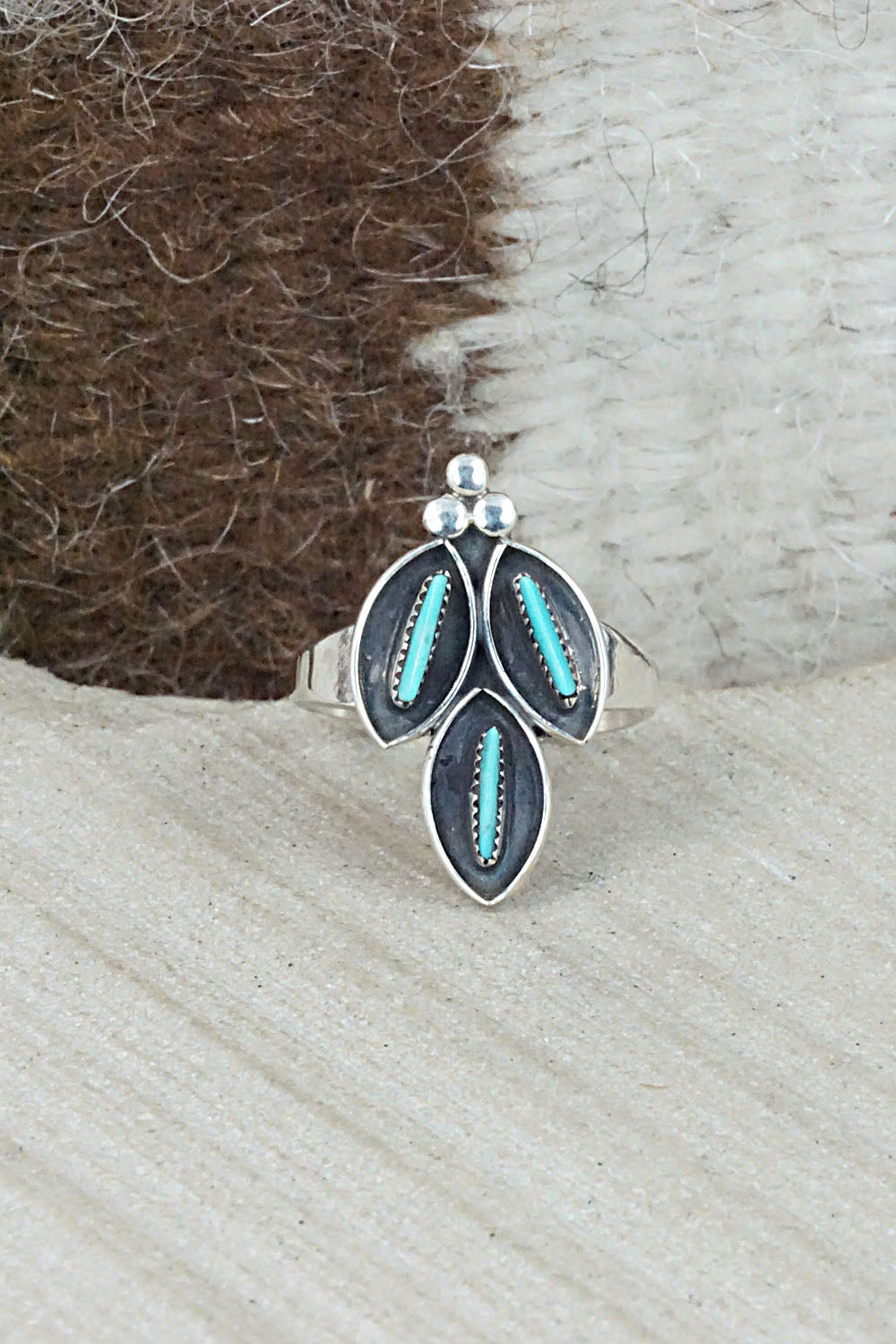 Turquoise & Sterling Silver Ring - Fernando Othole - Size 6.25