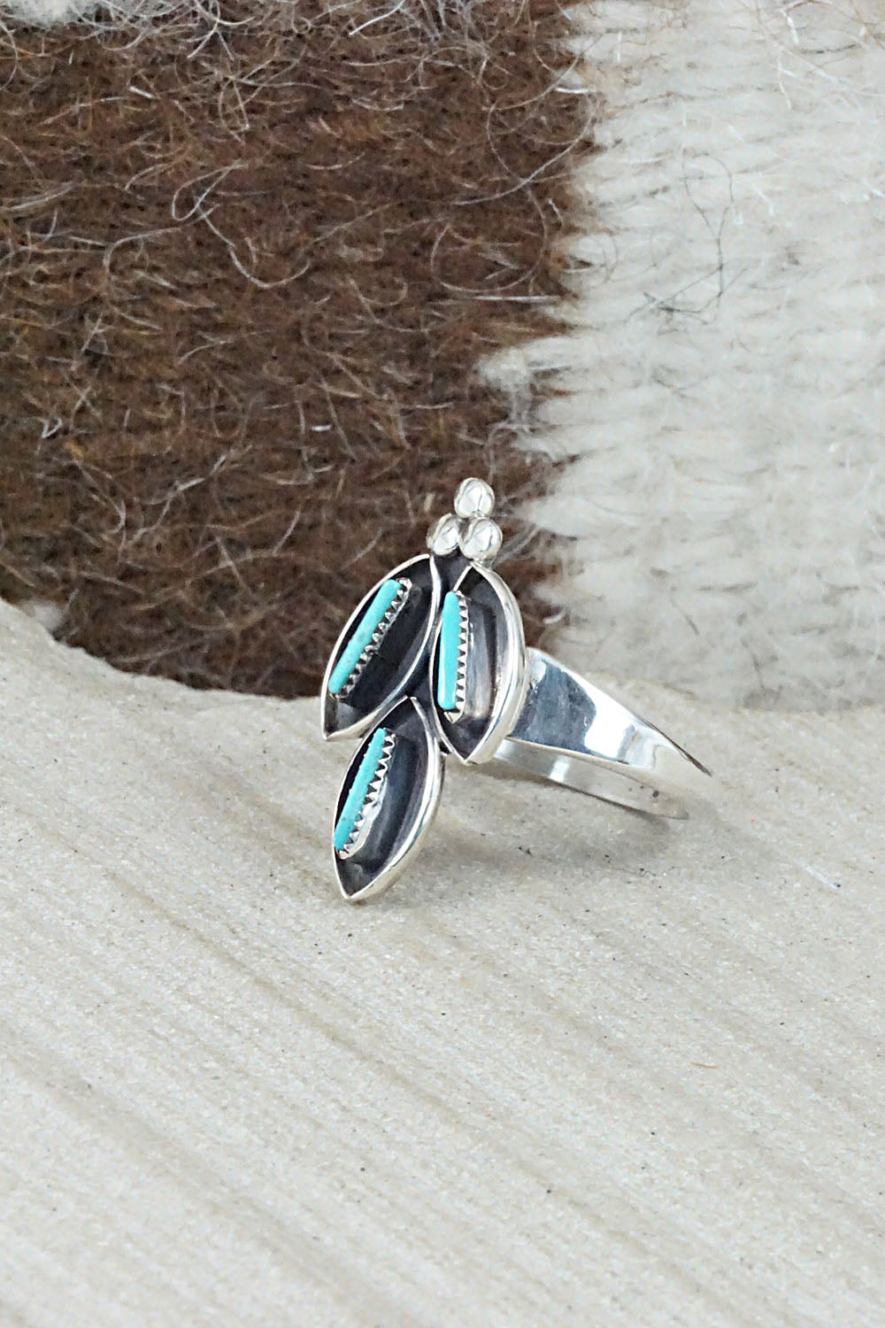 Turquoise & Sterling Silver Ring - Fernando Othole - Size 6.25