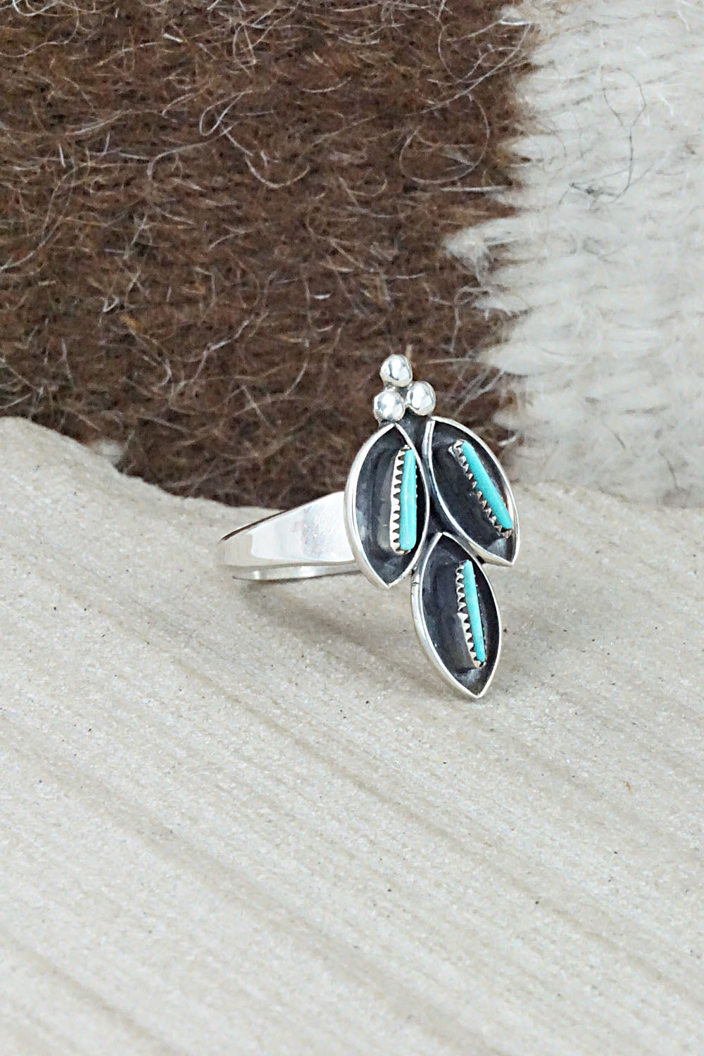 Turquoise & Sterling Silver Ring - Fernando Othole - Size 6.25