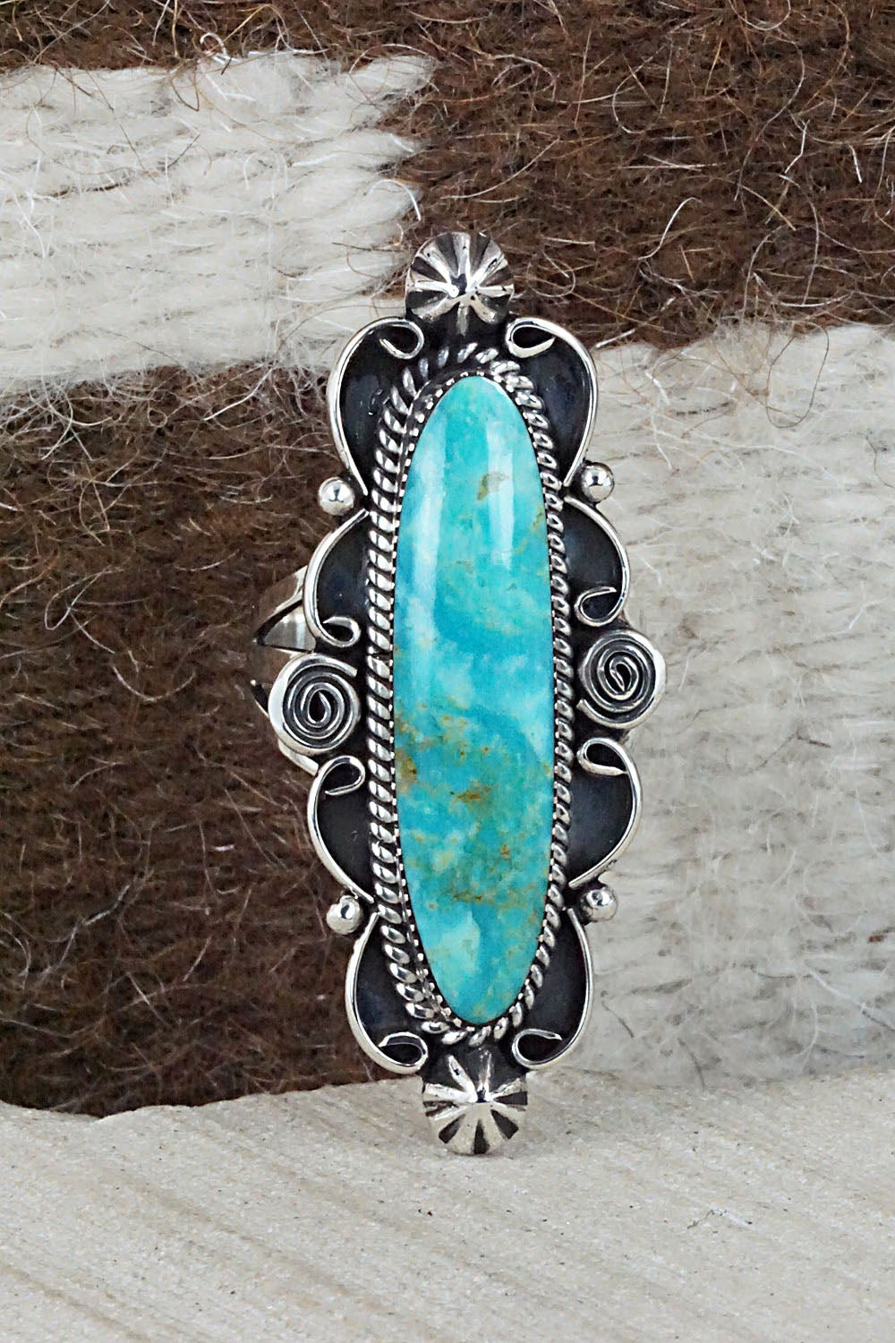 Turquoise & Sterling Silver Ring - Marie Jones - Size 8