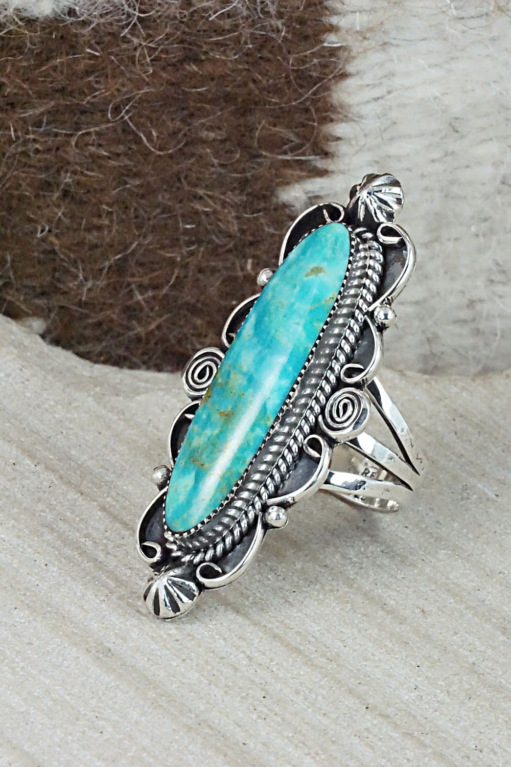 Turquoise & Sterling Silver Ring - Marie Jones - Size 8