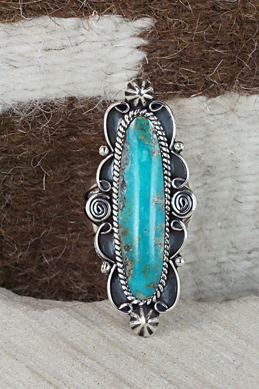 Turquoise & Sterling Silver Ring - Marie Jones - Size 8