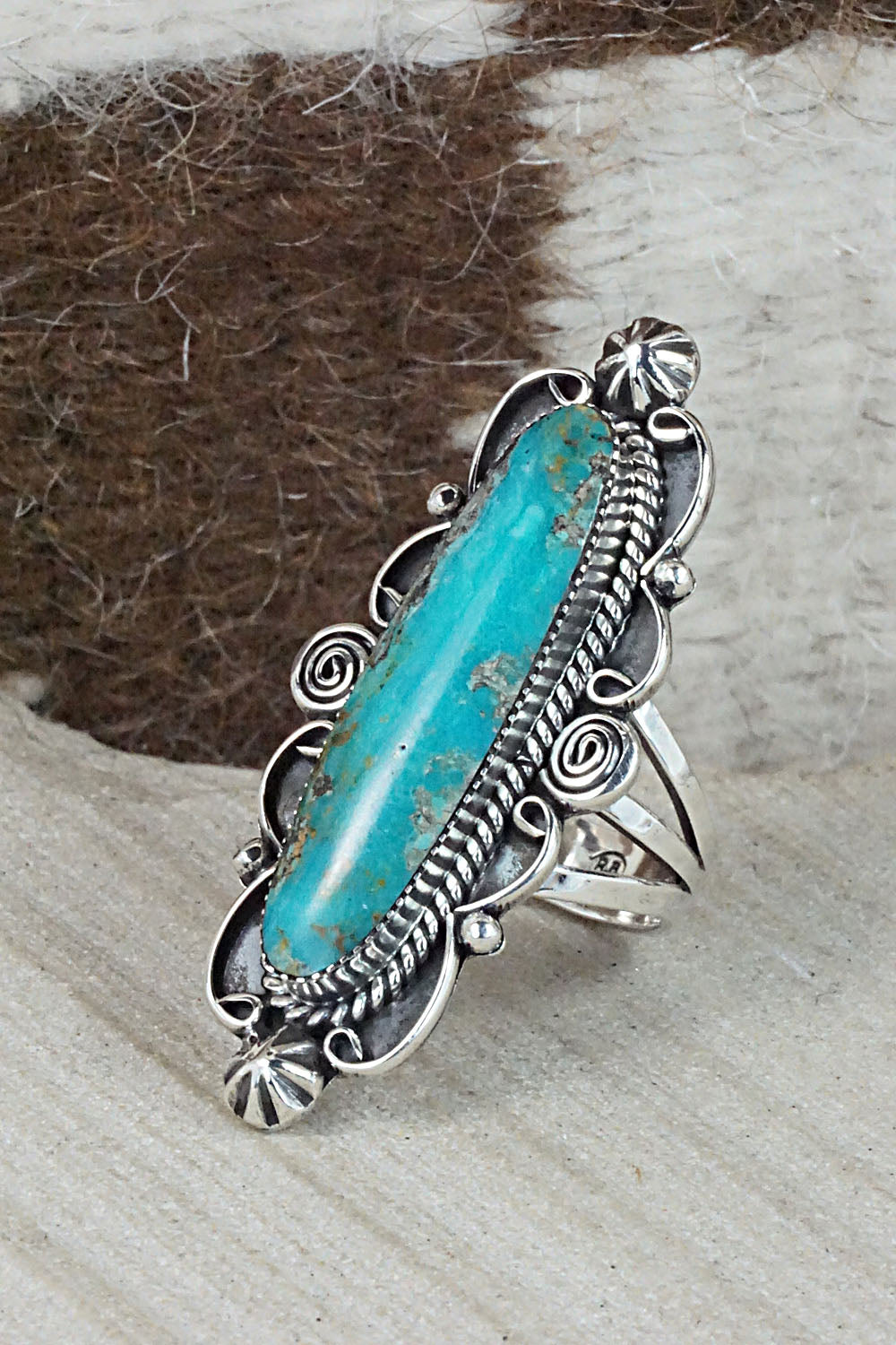 Turquoise & Sterling Silver Ring - Marie Jones - Size 8