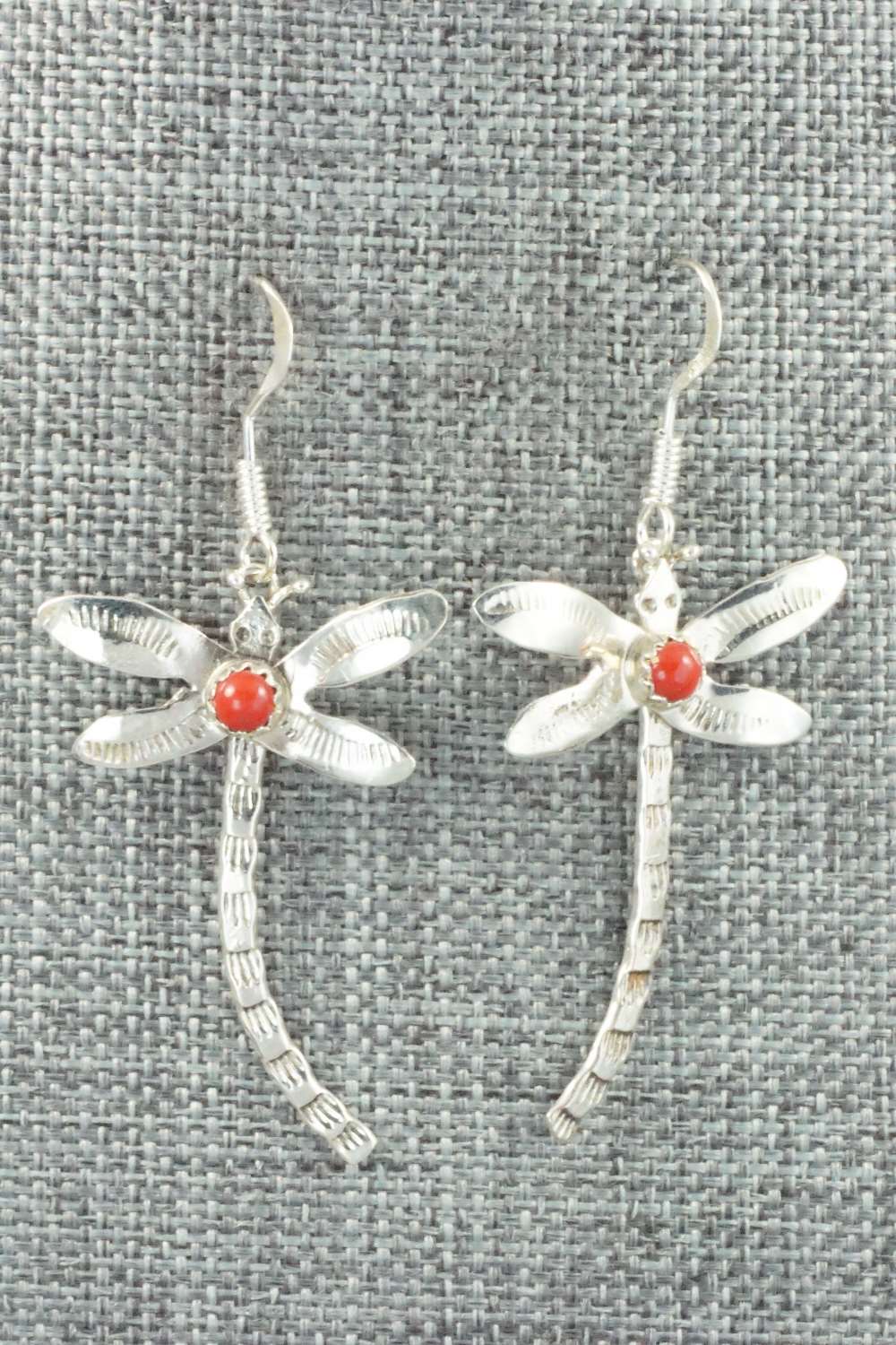 Coral & Sterling Silver Earrings - Lucille Platero