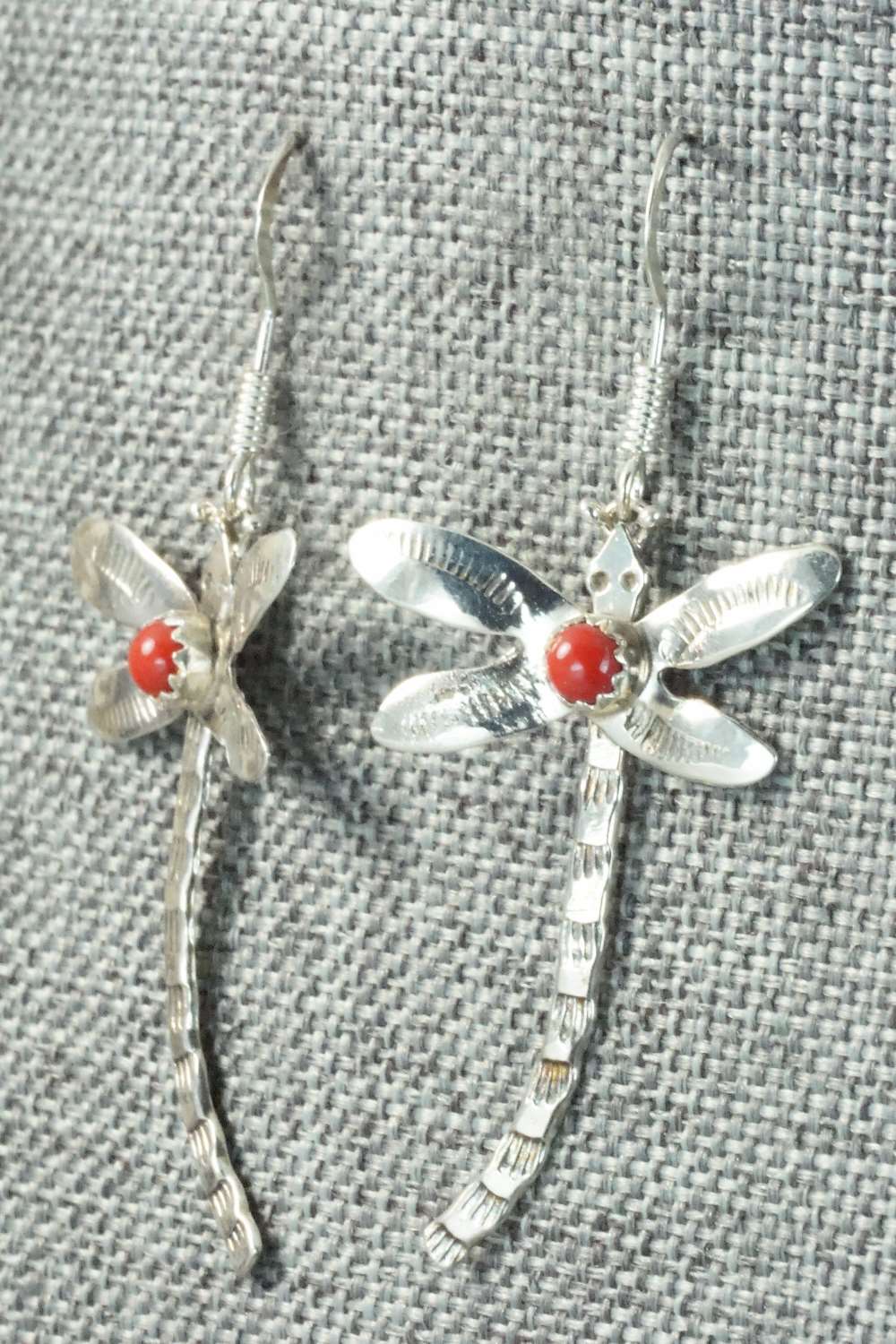 Coral & Sterling Silver Earrings - Lucille Platero