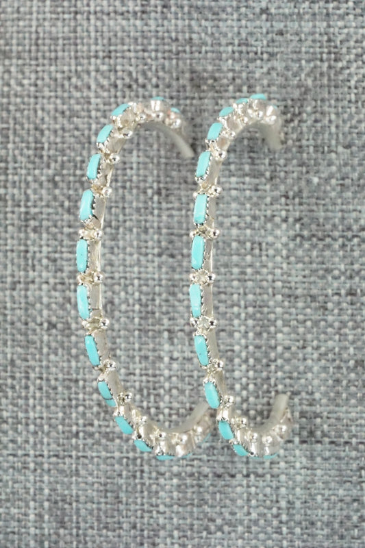 Turquoise & Silver Hoop Earrings - Alvin & Aurelia Hughte