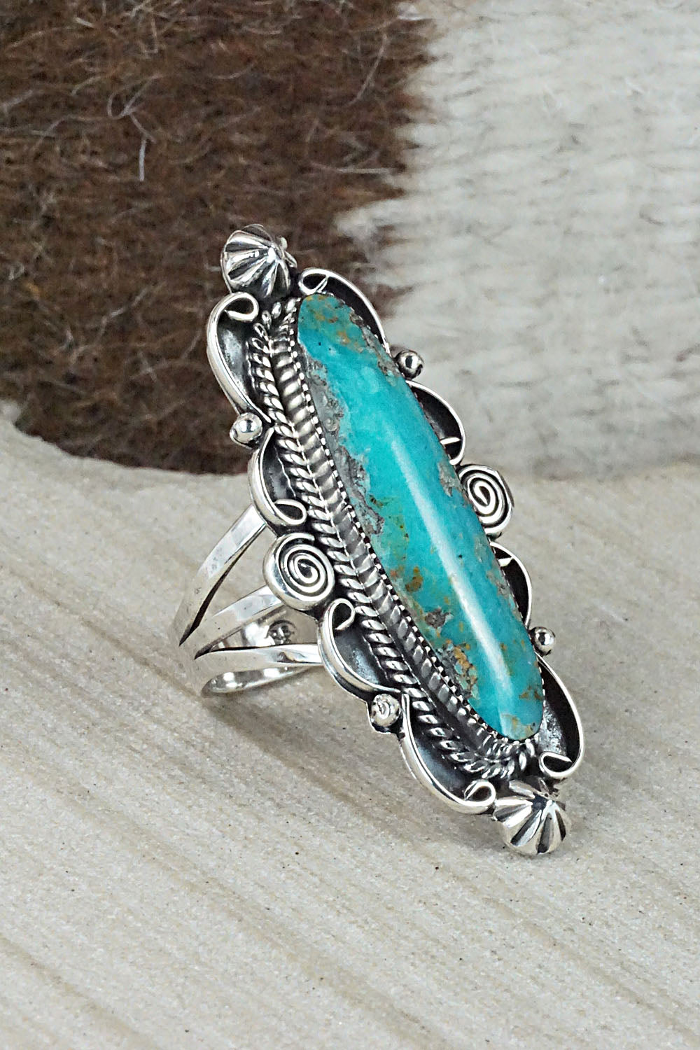 Turquoise & Sterling Silver Ring - Marie Jones - Size 8