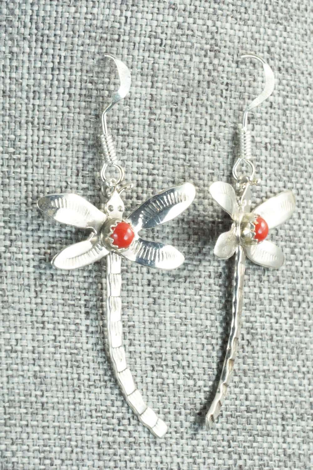 Coral & Sterling Silver Earrings - Lucille Platero