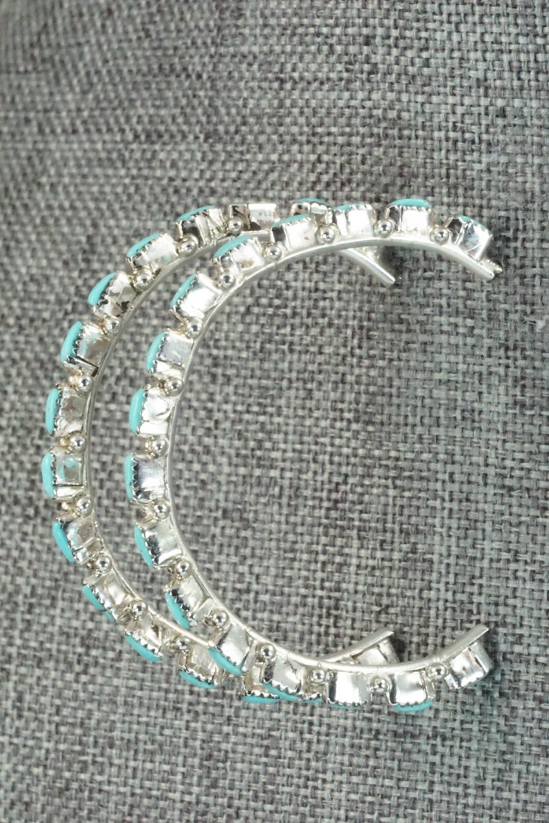 Turquoise & Silver Hoop Earrings - Alvin & Aurelia Hughte