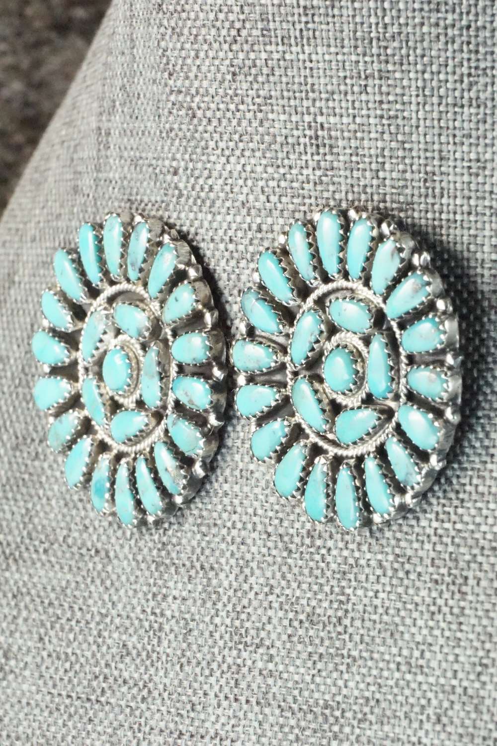 Turquoise and Sterling Silver Earrings - Zeita Begay