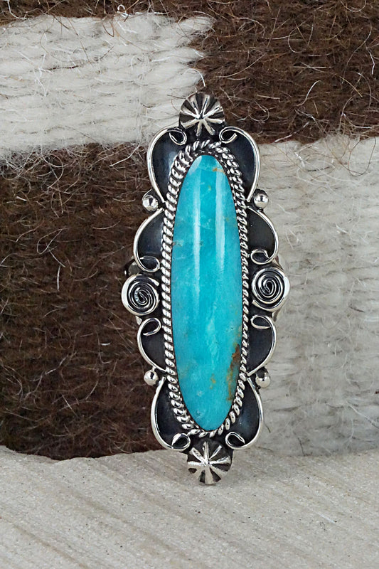 Turquoise & Sterling Silver Ring - Marie Jones - Size 8