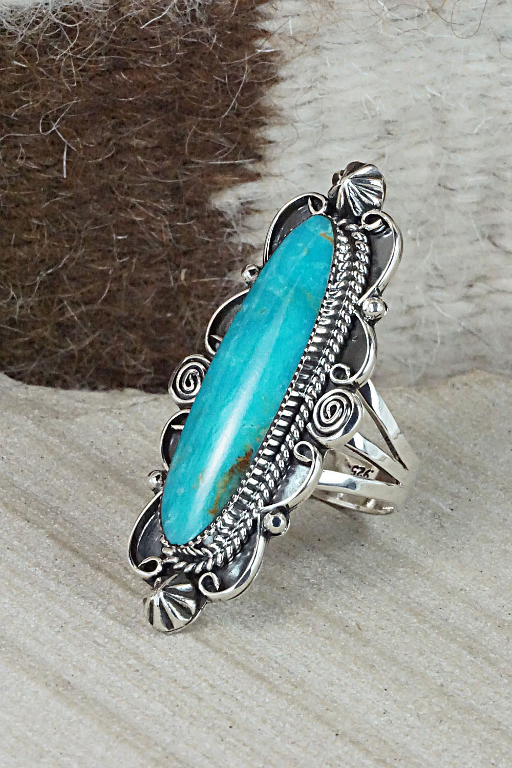 Turquoise & Sterling Silver Ring - Marie Jones - Size 8