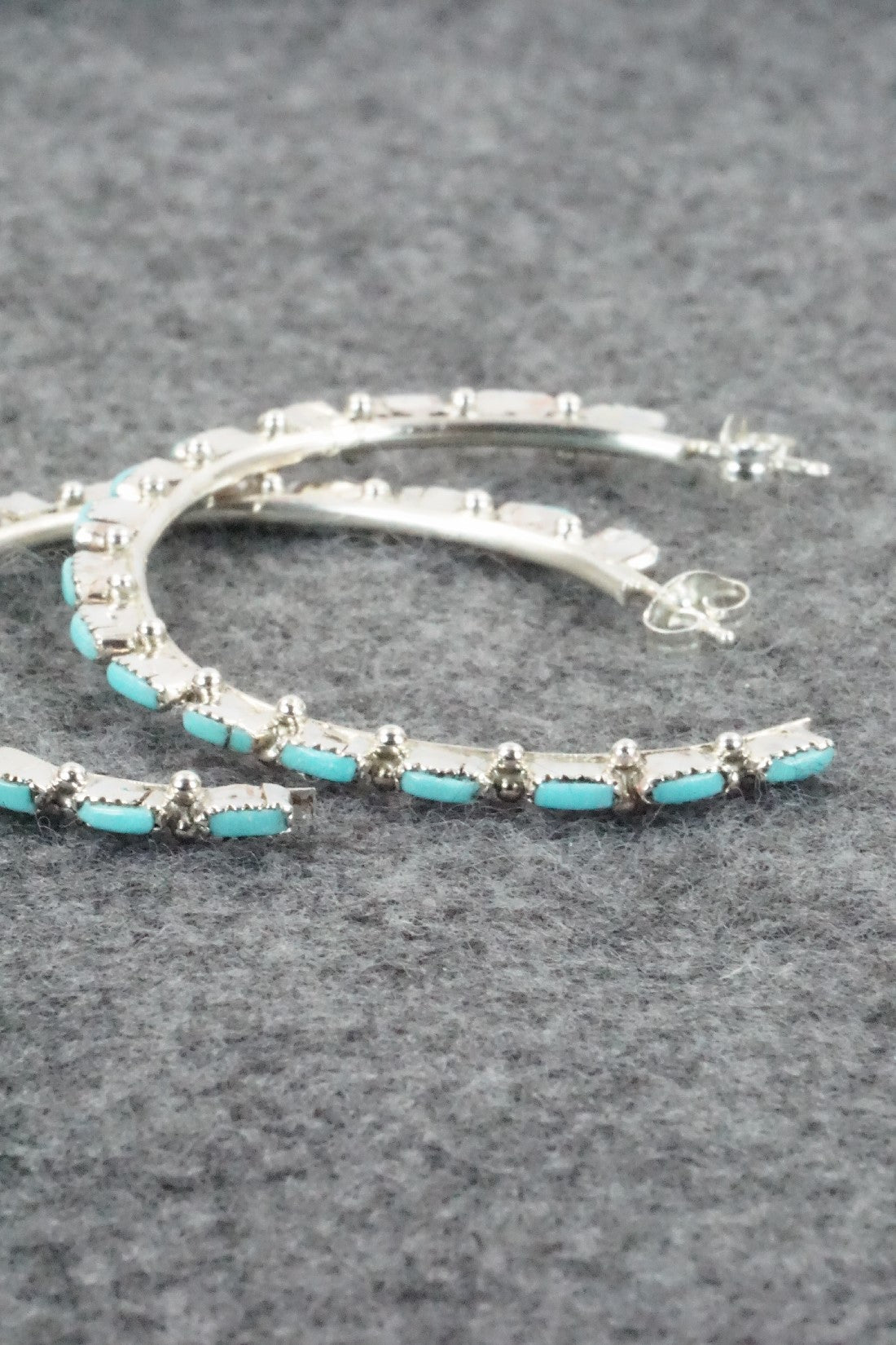 Turquoise & Silver Hoop Earrings - Alvin & Aurelia Hughte