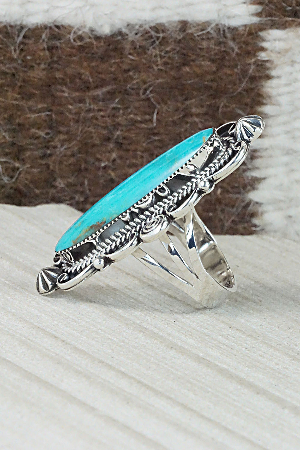 Turquoise & Sterling Silver Ring - Marie Jones - Size 8