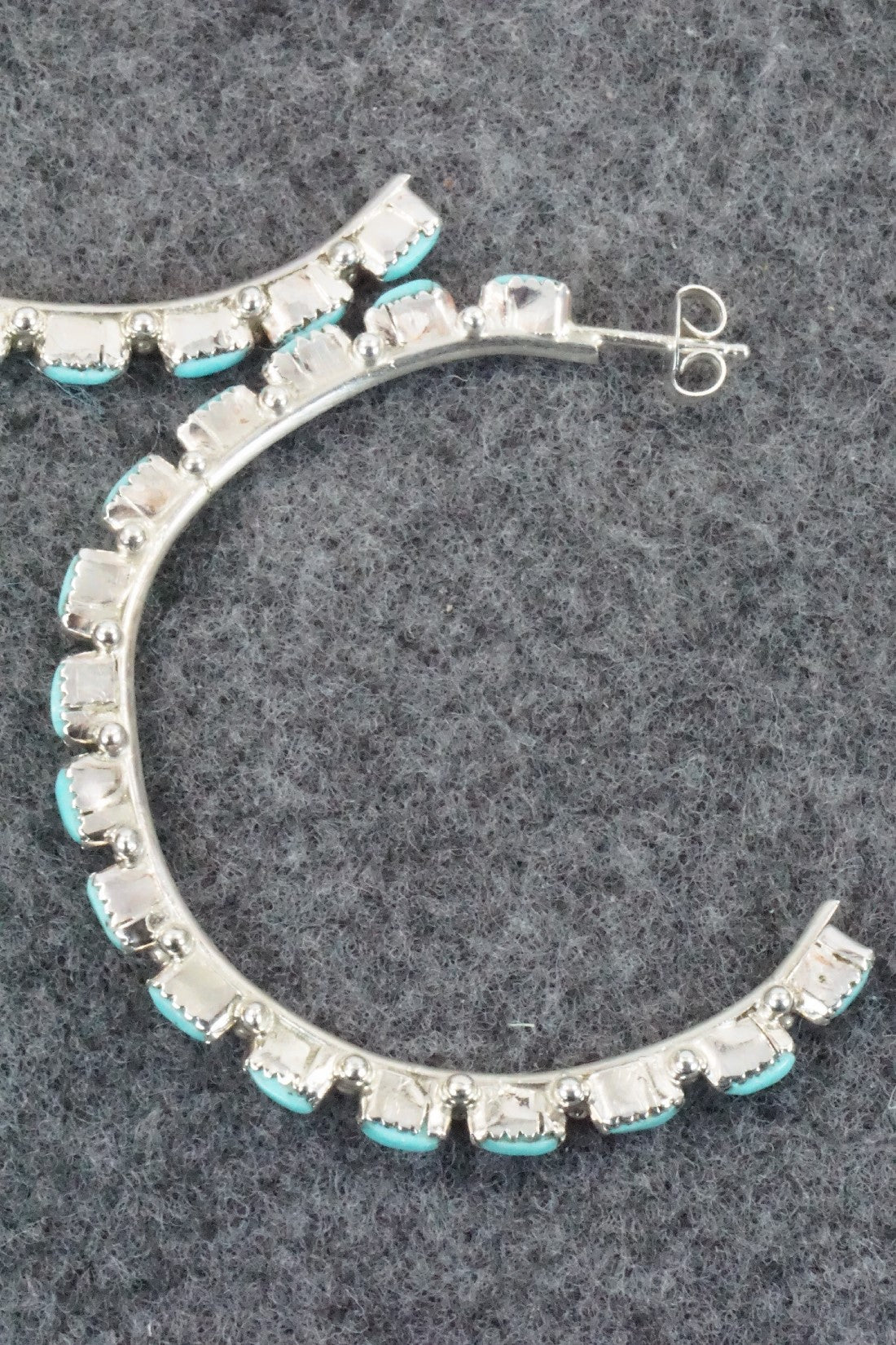 Turquoise & Silver Hoop Earrings - Alvin & Aurelia Hughte