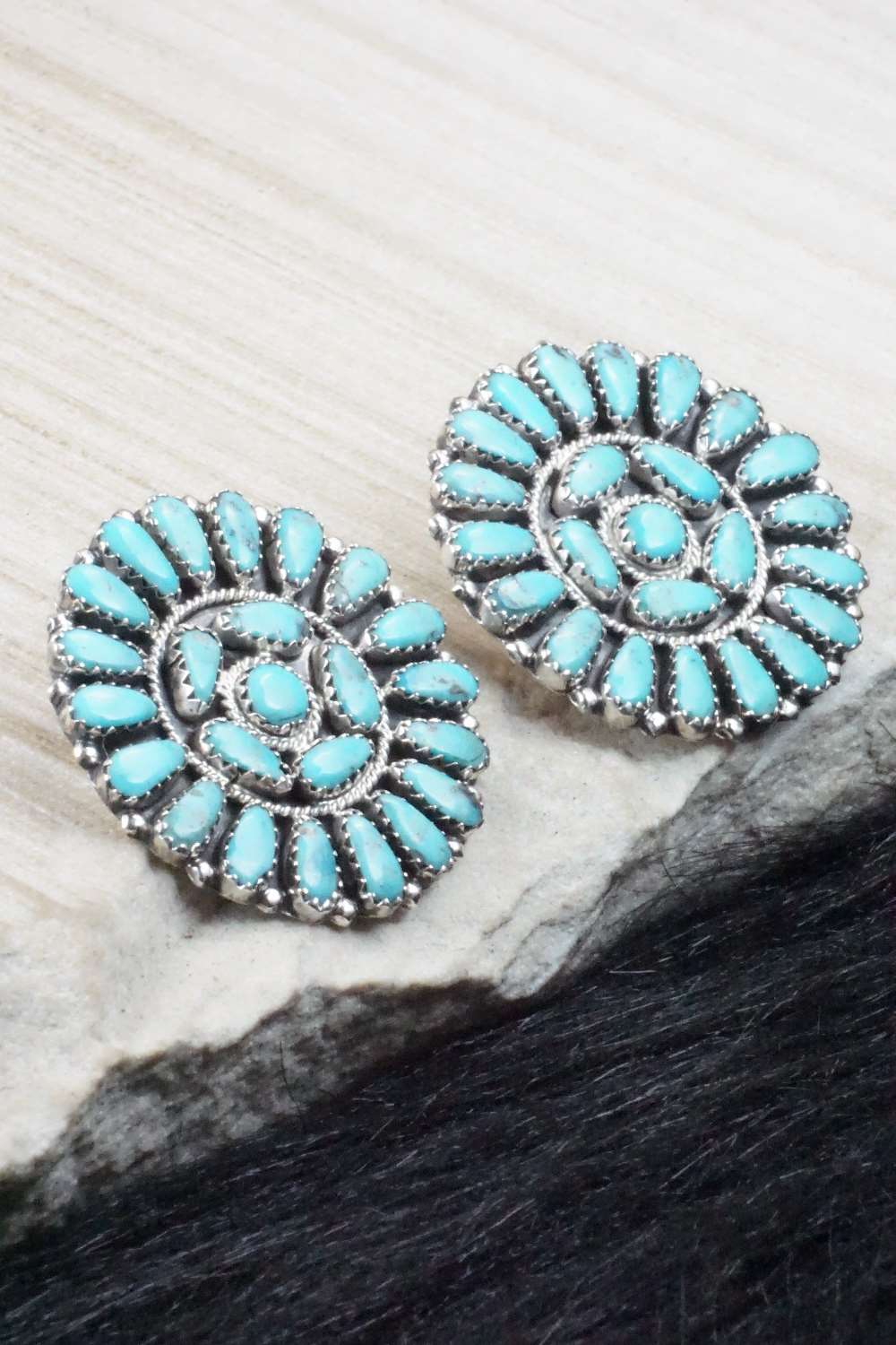 Turquoise and Sterling Silver Earrings - Zeita Begay
