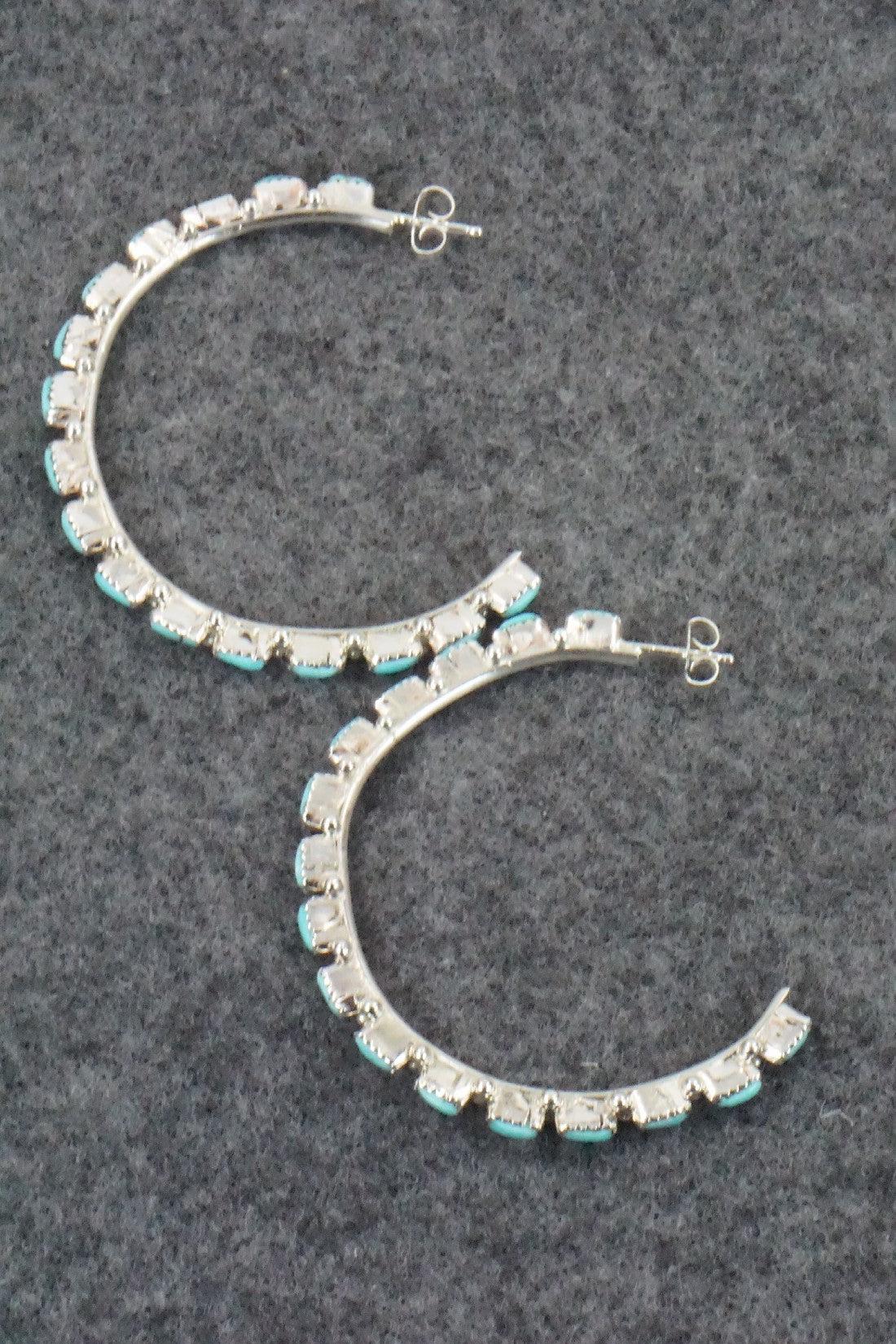 Turquoise & Silver Hoop Earrings - Alvin & Aurelia Hughte