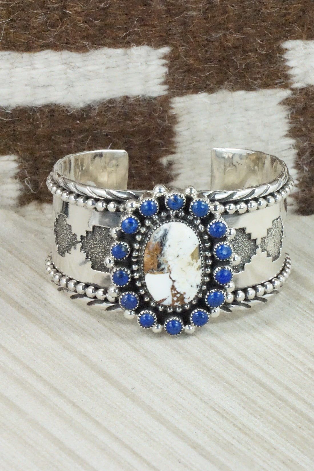 White Buffalo, Lapis & Sterling Silver Bracelet - Sandra Parkett
