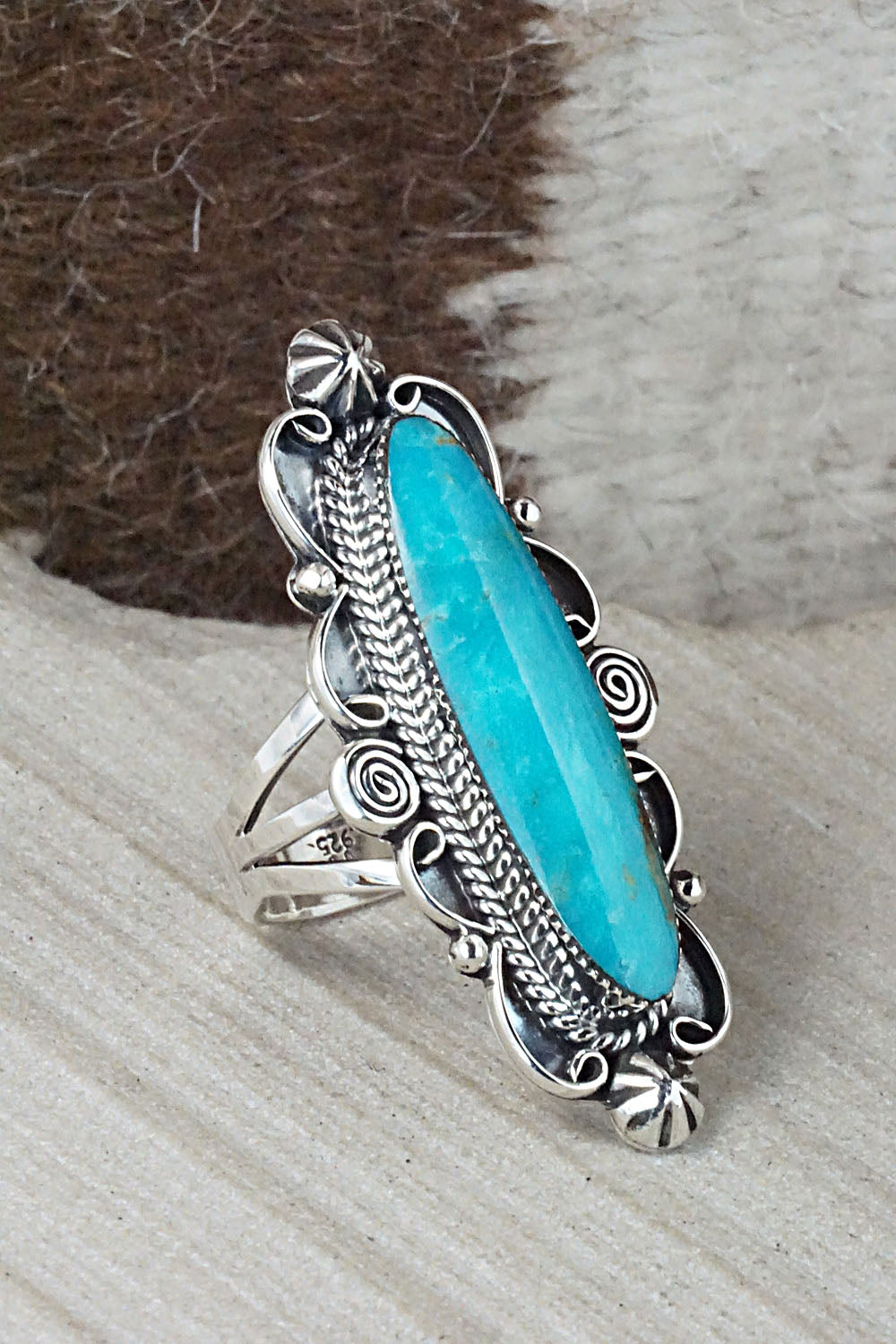 Turquoise & Sterling Silver Ring - Marie Jones - Size 8