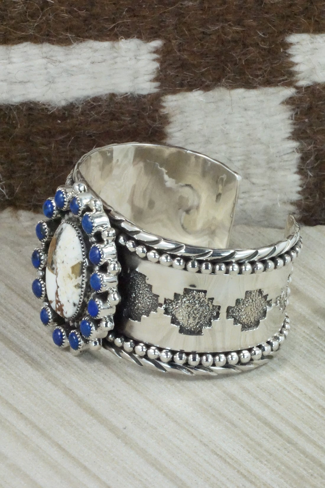 White Buffalo, Lapis & Sterling Silver Bracelet - Sandra Parkett