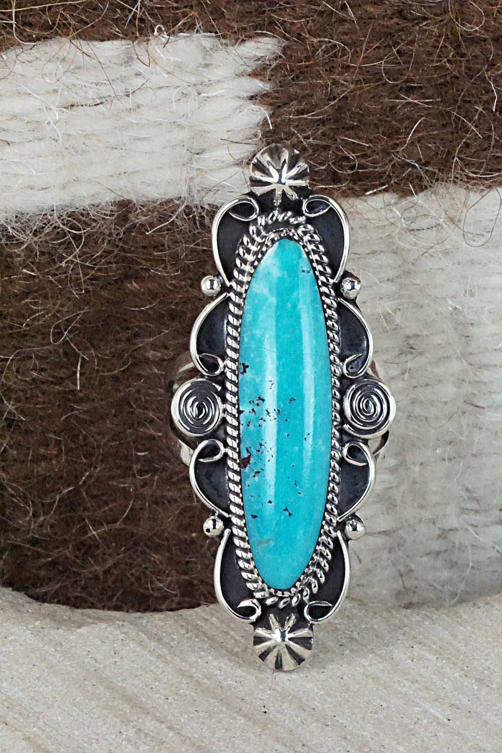 Turquoise & Sterling Silver Ring - Marie Jones - Size 8.25